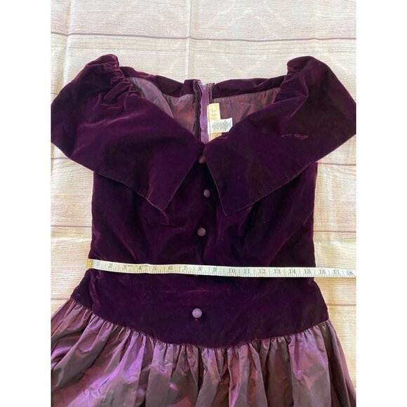 Vintage Renesciance Alfred Angelo Purple Velvet Dress - 13/14 - Picture 10 of 16